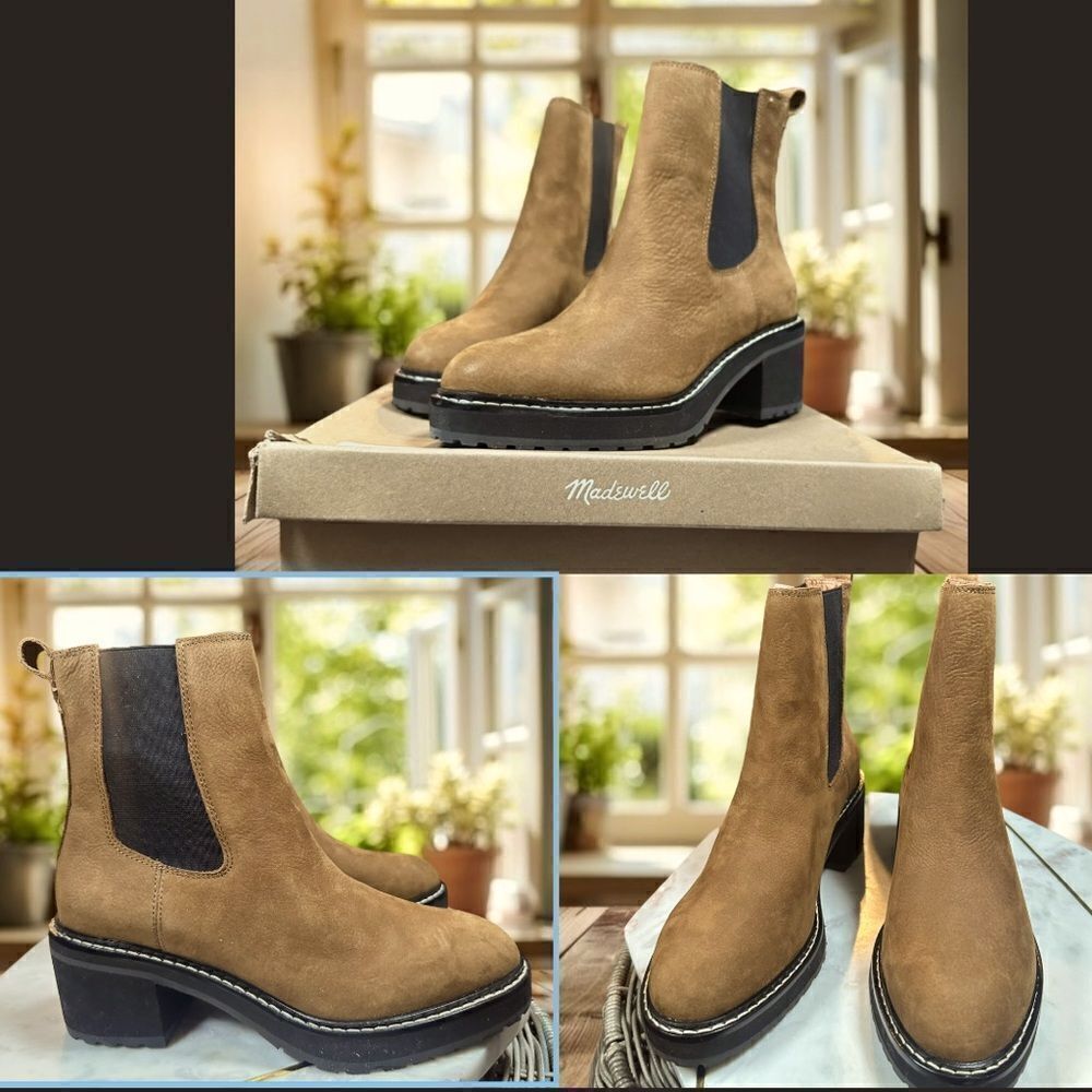 🆕 🔥 MADEWELL 🔥Carina Platform Chelsea Boot Burled Wood Size 7.5